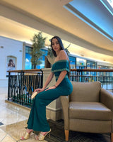 Passion Green Jumpsuit – Off-Shoulder Elegant Green Jumpsuit - chic one-piece by Palazzo Couture