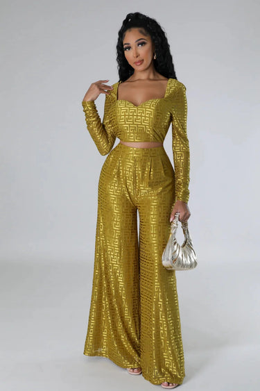 Passion Palazzo Pant Set showing coordinated top and pants construction