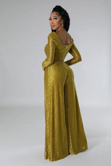 Passion Palazzo Pant Set side view showing pants silhouette and fit