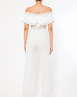 Passion White Jumpsuit with Off-Shoulder Wide Leg Design - women's one-piece outfit for going out