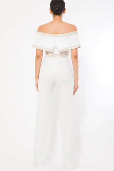 Passion White Jumpsuit with Off-Shoulder Wide Leg Design - women's one-piece outfit for going out