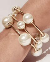 Gold cuff bracelet – Pear Orbital Flow Cuff in polished gold