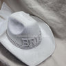 Pearl and Rhinestone Stud Bride Cowboy Hat (White) - Palazzo Couture Online