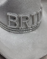 Pearl and Rhinestone Stud Bride  Cowboy Hat (White) - view 4