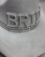 Pearl and Rhinestone Stud Bride Cowboy Hat (White) - Palazzo Couture Online