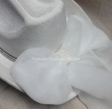 Pearl and Rhinestone Stud Bride  Cowboy Hat (White) - view 5