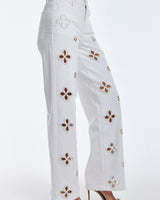 Pearl Bloom Cutout Jeans - Off White - Palazzo Couture Online