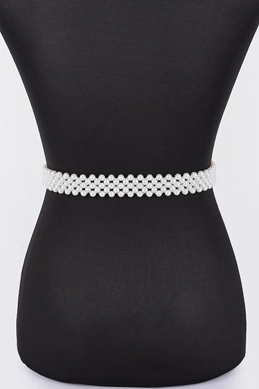 Pearl Bloom Statement Belt Black - Palazzo Couture Online