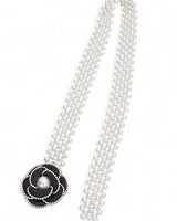 Pearl Bloom Statement Belt Black - Palazzo Couture Online