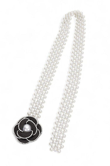 Pearl Bloom Statement Belt Black - Palazzo Couture Online
