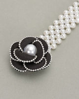 Pearl Bloom Statement Belt Black - Palazzo Couture Online