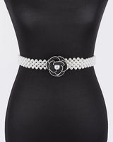 Pearl Bloom Statement Belt Black - Palazzo Couture Online