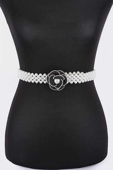 Pearl Bloom Statement Belt Black - Palazzo Couture Online