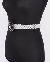Pearl Bloom Statement Belt Black - Palazzo Couture Online