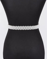 Pearl Bloom Statement Belt Black - elegant belt accessory by Palazzo Couture