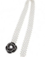 Pearl Bloom Statement Belt Black - stylish belt for dresses and outfits