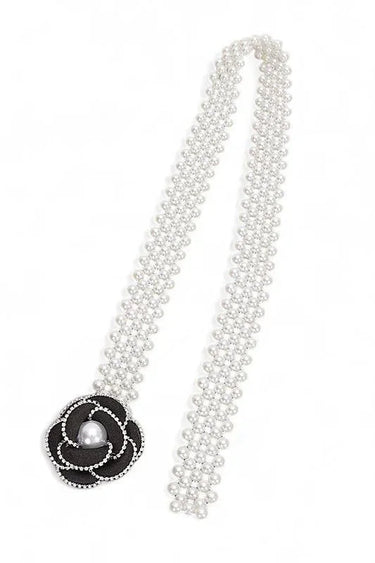 Pearl Bloom Statement Belt Black - stylish belt for dresses and outfits
