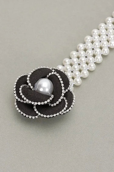 Pearl Bloom Statement Belt Black - trendy women's fashion belt
