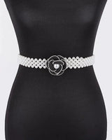 Pearl Bloom Statement Belt Black for women - fashion belt by Palazzo Couture