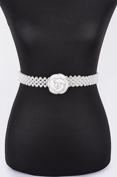 Pearl Bloom Statement Belt Ivory - Palazzo Couture Online