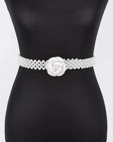 Pearl Bloom Statement Belt Ivory - women's statement waist belt accessory
