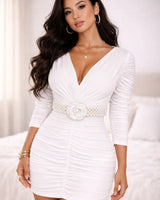 Pearl Bloom Statement Belt Ivory - front view