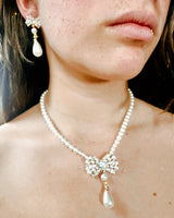 Pearl Blossom Drop Necklace Set (Gold) - Palazzo Couture Online