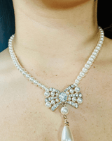 Pearl Blossom Drop Necklace Set (Gold) - Palazzo Couture Online