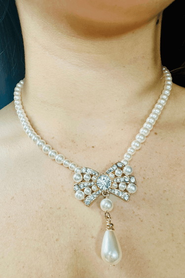 Pearl Blossom Drop Necklace Set (Gold) - Palazzo Couture Online