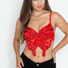 Pearl Butterfly Bliss Bustier Top (Red) - Palazzo Couture Online