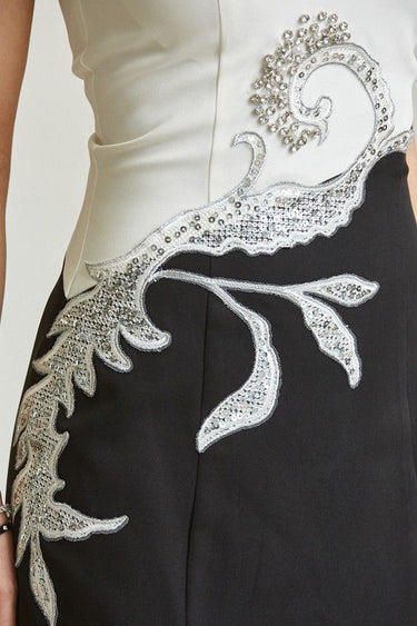 Pearl Elegance Appliqué Mini Dress - Palazzo Couture Online