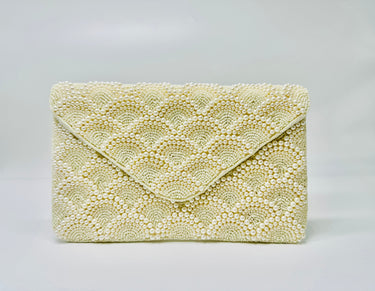 Pearl Elegance Envelope Clutch Ivory - Palazzo Couture Online