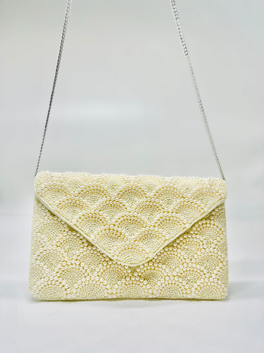Pearl Elegance Envelope Clutch Ivory - Palazzo Couture Online