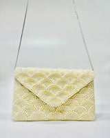 Pearl Elegance Envelope Clutch Ivory - fashion bag for women