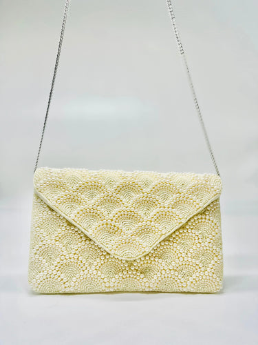 Pearl Elegance Envelope Clutch Ivory - fashion bag for women