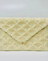 Pearl Elegance Envelope Clutch Ivory - women's handbag
