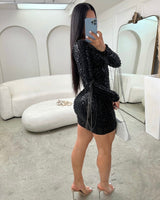 Pearl Glam Divina Short Dress (Black) - Palazzo Couture Online