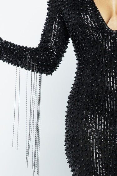 Pearl Glam Divina Short Dress (Black) - Palazzo Couture Online