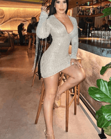 Pearl Glam Divina Short Dress (Silver) - Palazzo Couture Online