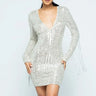 Women's Silver mini dress sequin style back view