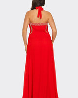 Pearl Luxe Halter Maxi Dress - Coral - Palazzo Couture Online