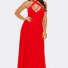 Pearl Luxe Halter Maxi Dress - Coral front view showing full-length maxi silhouette