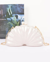 Pearl Shell Evening Clutch- Cream - women's evening clutch