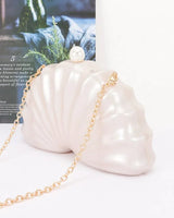 Pearl Shell Evening Clutch- Cream - stylish purse for going out