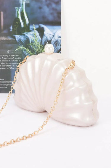 Pearl Shell Evening Clutch- Cream - stylish purse for going out