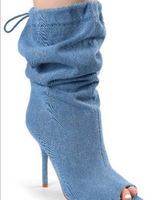 Peep Toe High Heel Dressy Boots (Denim) - Palazzo Couture Online