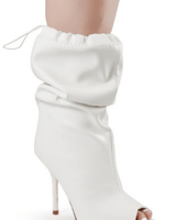 Peep Toe High Heel Dressy Boots (White) - Palazzo Couture Online
