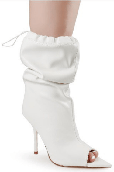 Peep Toe High Heel Dressy Boots (White) - Palazzo Couture Online