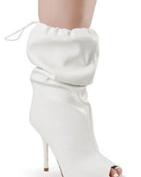 Peep Toe High Heel Dressy Boots (White) - Palazzo Couture Online