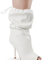Peep Toe High Heel Dressy Boots (White) for women - stylish heels by Palazzo Couture